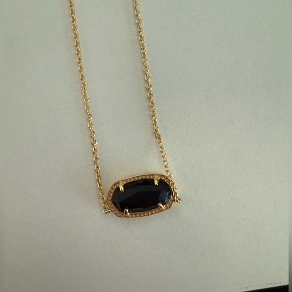 Elisa Gold Pendant Necklace in Black Opaque Glass - Picture 2 of 4